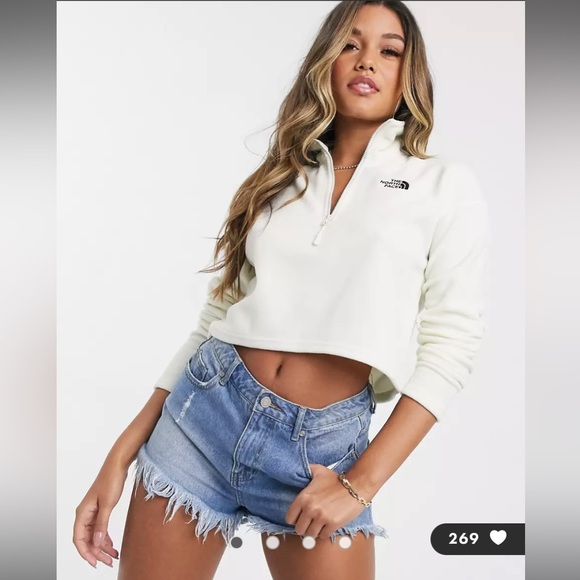 The North Face 100 Glacier 1/4 zip cropped fleece in gray Medium - Picture 16 of 16